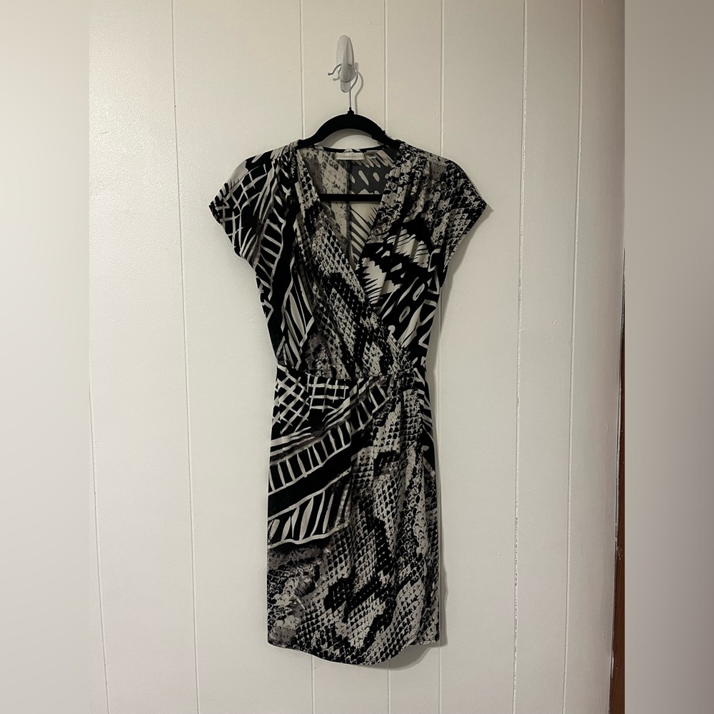 Chico's Black and White Wrap Sheath Dress